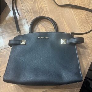 Michael Kors Black Satchel with Gold Accents